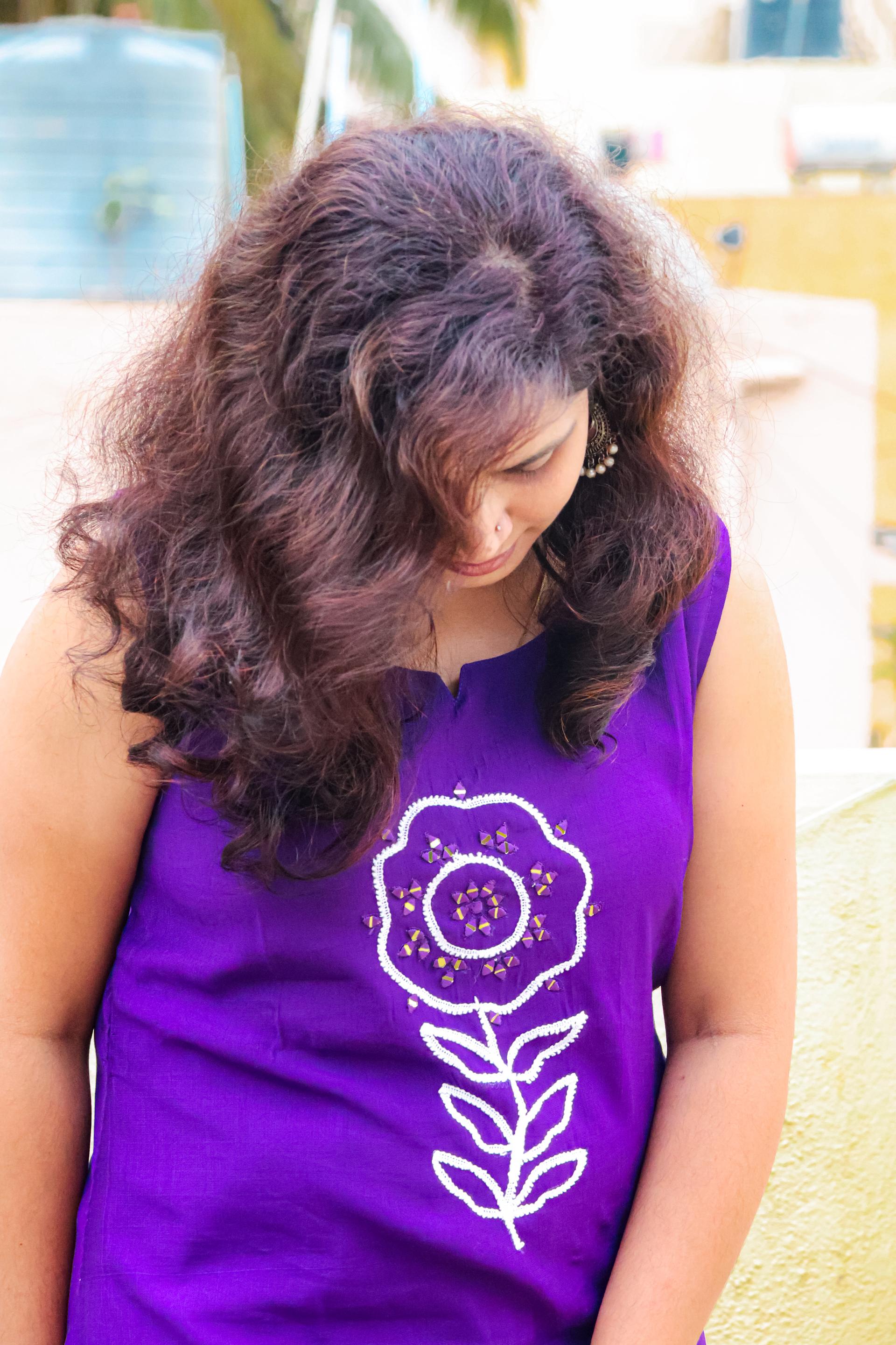Purple Rose Embroidered Co-ord Set, worn by Sushmita